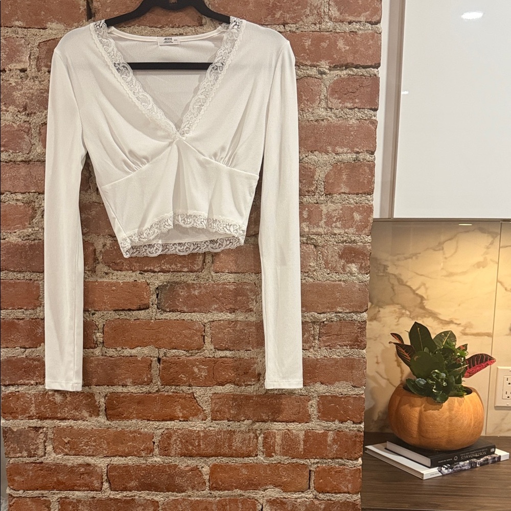 Ardene White Lace Detail Blouse